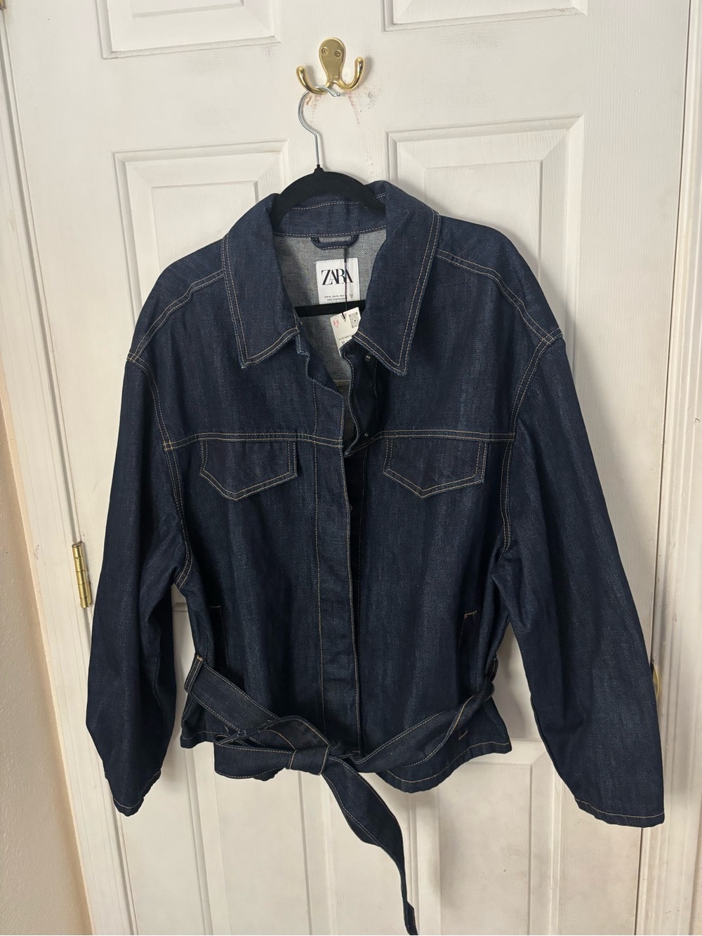 ZARA Indigo Tie-Waist Denim Jacket